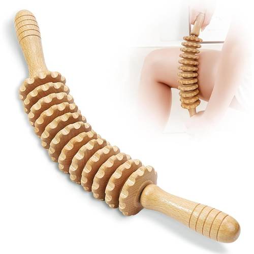 wooden massage roller wooden massage tool body roller roller fascia relaxer wooden massager for lymatic and curved shape