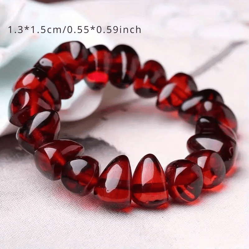 

[1pc Amber Bead Bracelet] 1pc Elegant Resin Amber And Bead Bracelet, , Handcrafted Unisex Jewelry For Daily And Vacation Wear