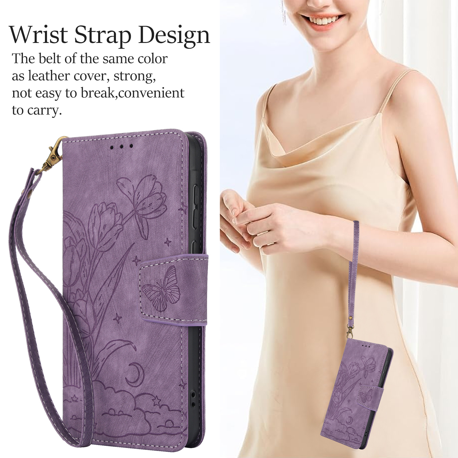 TEMU Phone Case: 5 Colors Tulip Embossed Synthetic Leather Wallet Case For Iphone 17 Pro Max/16 Pro/15/14 Plus/13/12/11/xs Max/xr/se2/se3/16e/17e/7g,