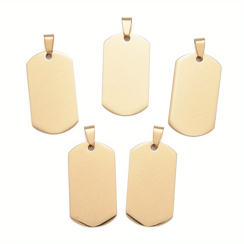 E-shop 5 Stk. große Anhänger aus 304 Edelstahl, manuell poliert, unbedruckte Prägetags, rechteckig, 38x21x1,8mm, DIY Metall-Gravur-ID-Namensschild mit