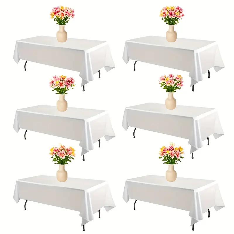 TEMU 6-pack White Tablecloth, Suitable For 6-8 Foot Rectangular Dining Tables, 60 X 102 Inches, Anti-wrinkle And Washable Polyester Fabric, Durable,