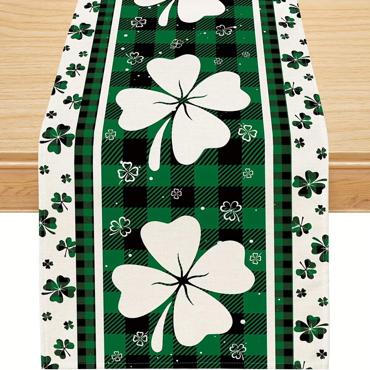 TEMU 1pc, Spring Table Runner, Shamrock 's Day Decoraions Green Seasonal Spring Holiday Table Decorations For Indoor Outdoor Dining Table Decor13 X 36, 13 X 48, 13 X 72, 13 X 108