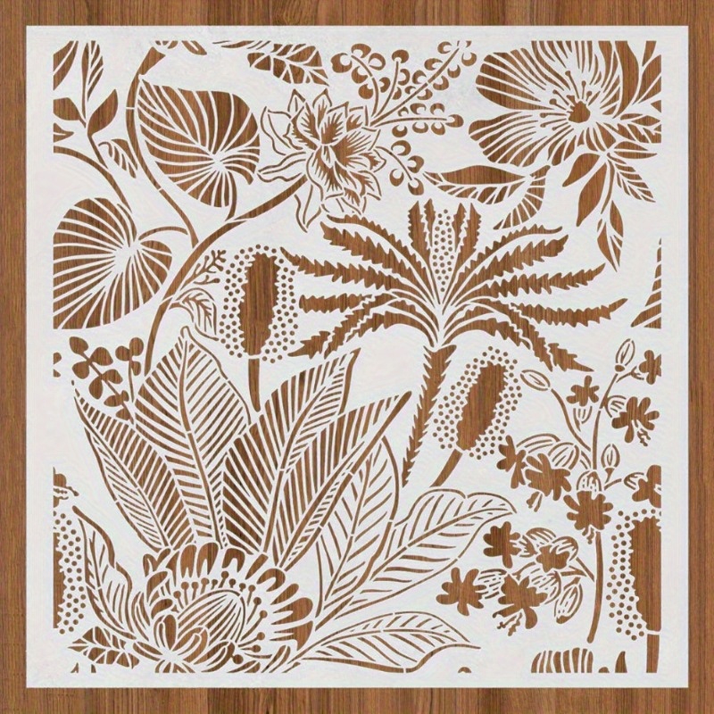 E-shop Große florale Blatt Wandvorlage 12X12 Zoll - zum Bemalen von Böden mit einer großen Bodenvorlage | Wandvorlage | Terrassenbetonvorlage |