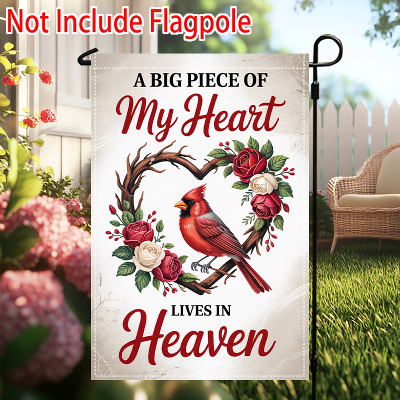 TEMU 2d Flat - 2d Flat - 1pc A Two-dimensional Flat Garden Flag That Expresses A Part Of My Heart Resides In Heaven. It Features Double-sided Designs