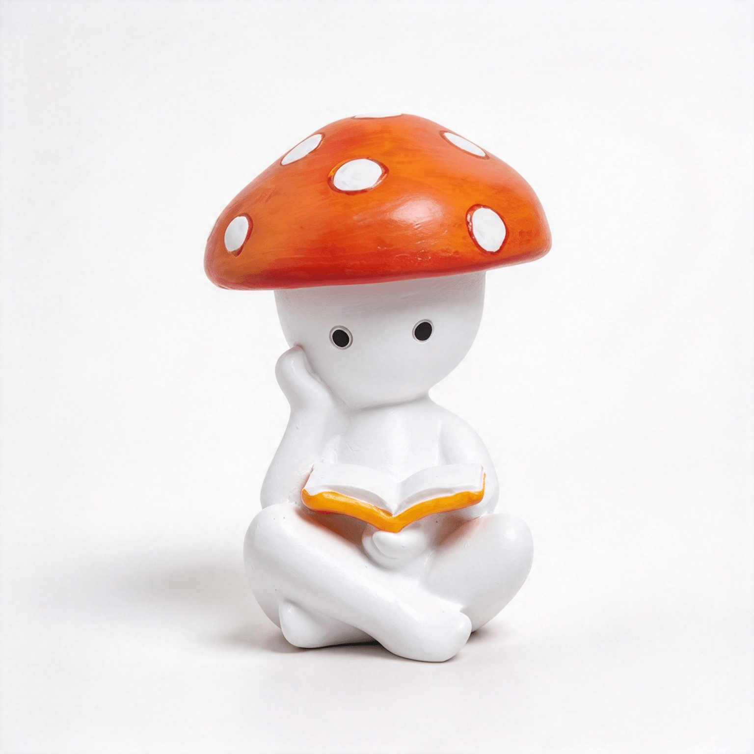 TEMU Mushroom Thinker Statue, Cute Reading Book Figurine, Resin Sculpture, Whimsical Bookshelf Desk Home Office Decor Ornament, Gift For Book Lovers