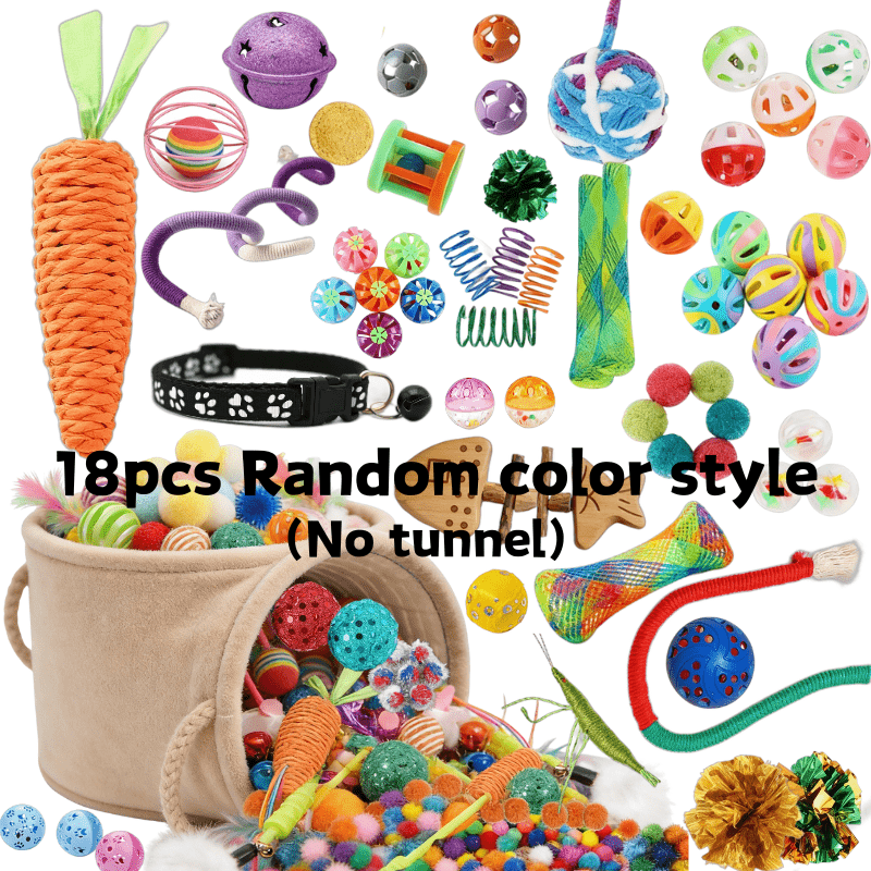 E-shop Zufälliges 18/21-teiliges Katzenspielzeug, zufällige Farbe, Stil und Material, Katzenspielzeug-Sortiment, für niedliche Kätzchen zum Spielen zu