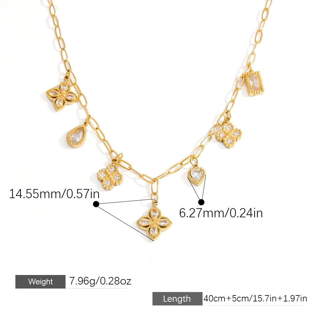 TEMU 1pc Collier avec Pendentif Élégant en Synthétique de Feuilles, Chaîne en Acier Inoxydable avec de Pince à Papier, aux Rayures et Lavable, Bijou