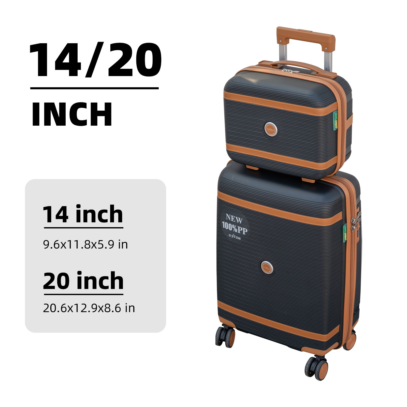 Image of The Perfect : 14 And 20 Inch Lightweight Suitcases, Durable Pp Build, Minimal Vibration Design, Easy To , Great For Business And Leisure Getaways