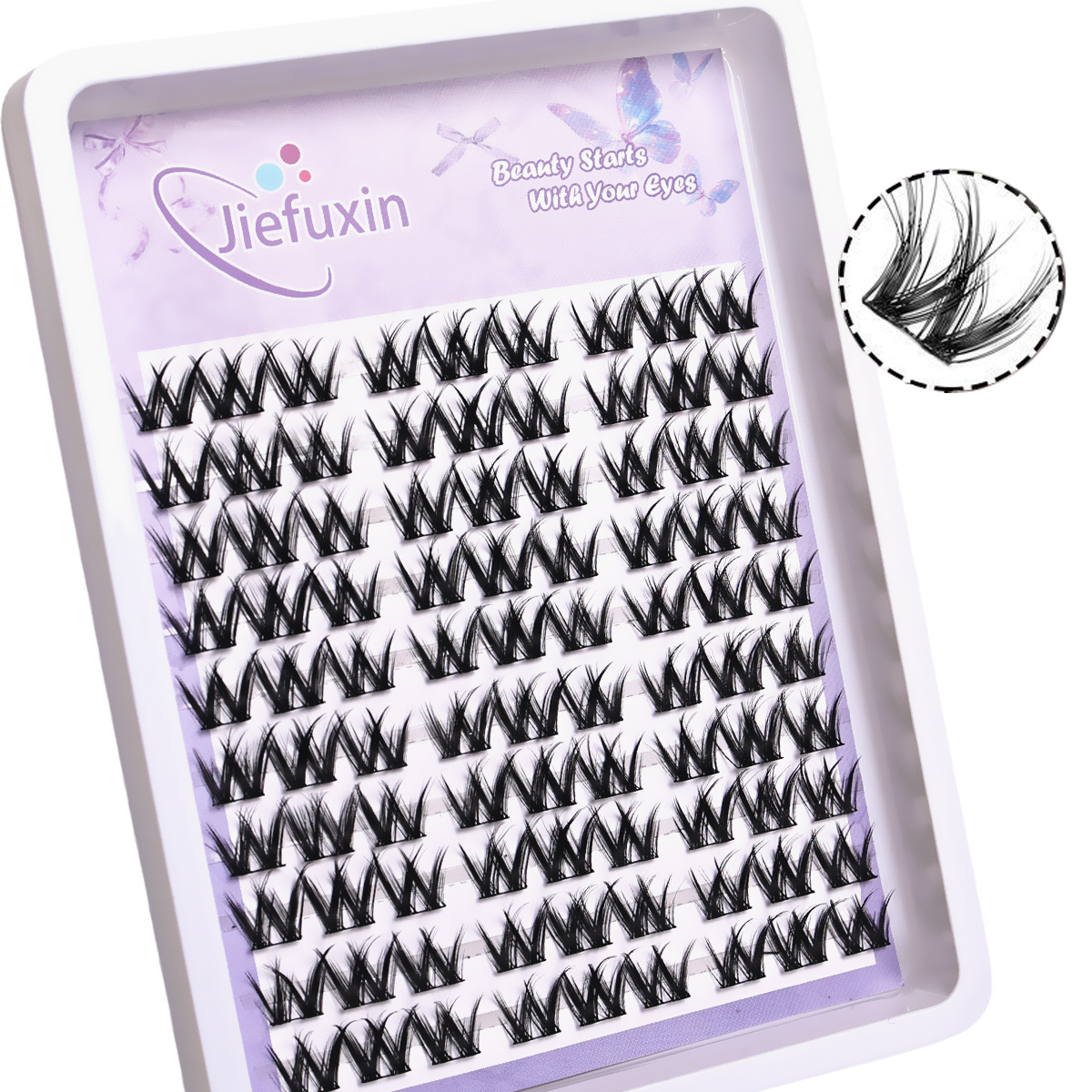 90clusters Thick W-shaped False Eyelash Reusable Segmented Long Dense Lash Enlarge