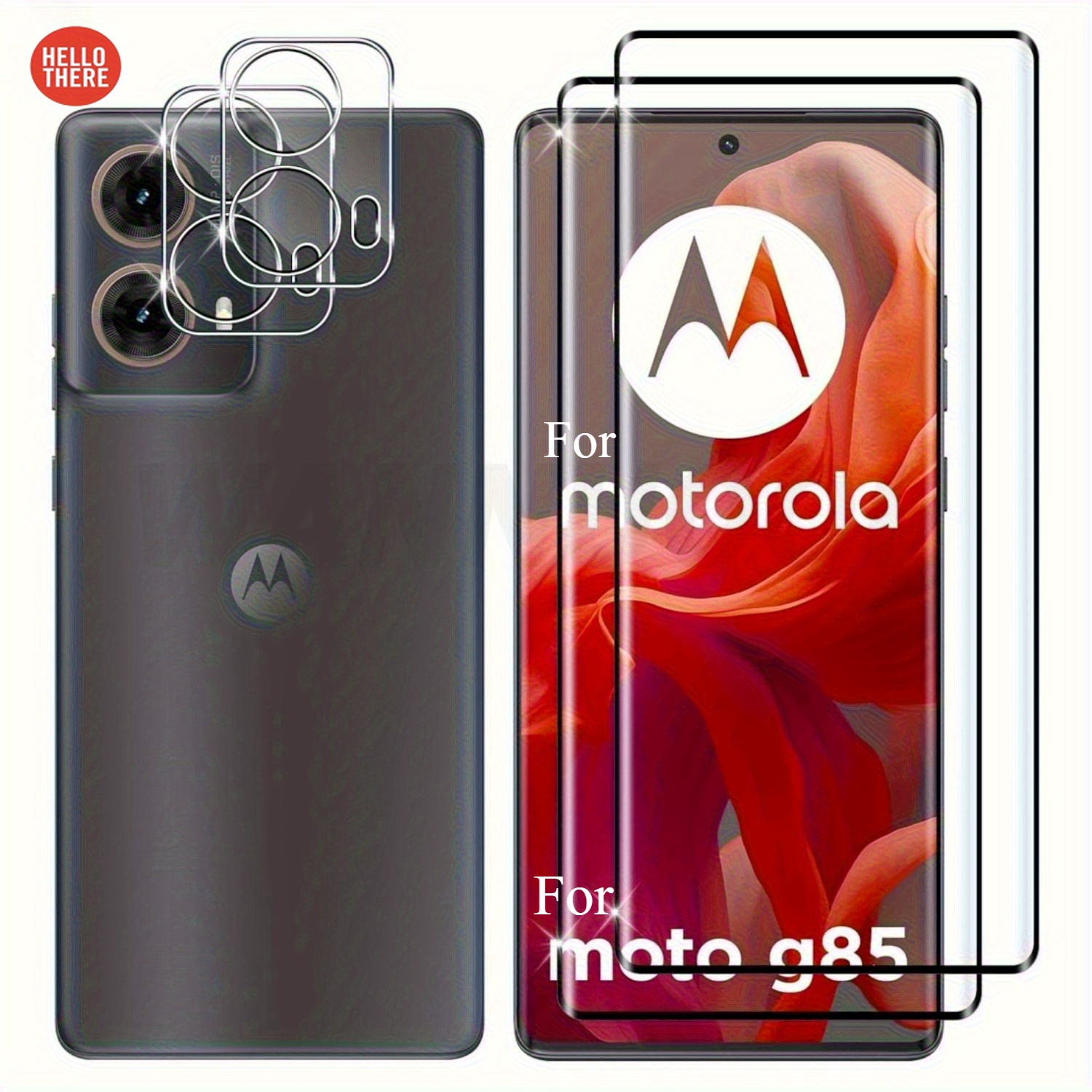TEMU For Moto G85 5g, Including 2pcs Of High-definition Glass Screen Protector   2pcs Of Rear Camera Lens Protector, High-definition Tempered Glass