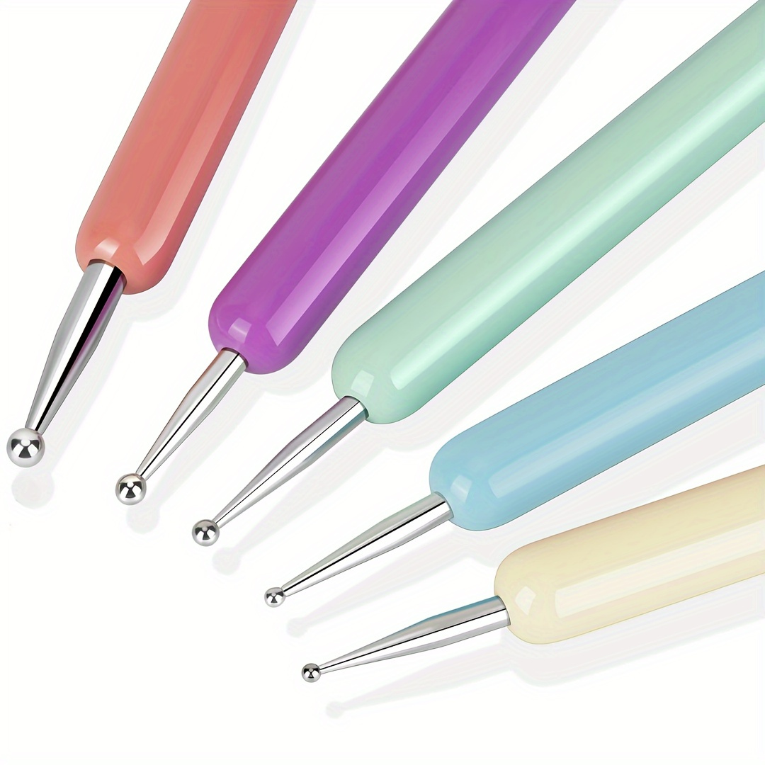 5pcs Embossing Stylus Set, Uncharged Plastic Ball Tip Clay Modeling Tools, Pattern Tracing and Dotting Accessories for Pottery, Nail Art, Drawing & Crafts