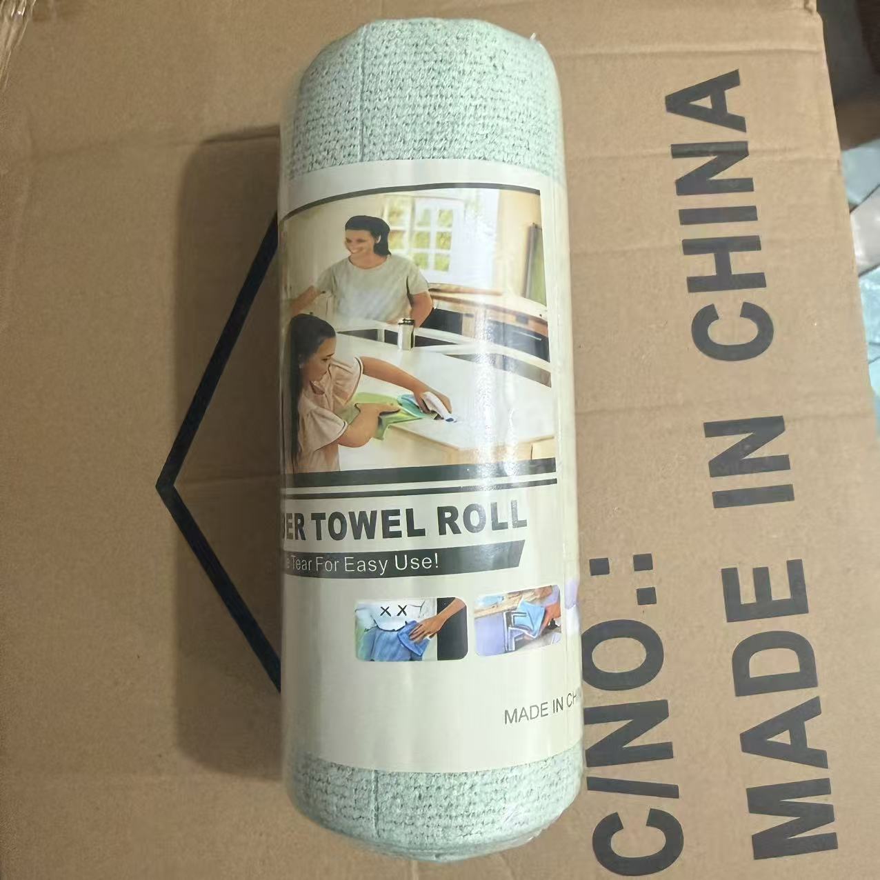 Image of 1 Roll 60pcs Green Microfiber Cleaning Wipes, Tear-off Towels, Suitable For Car, Kitchen, And Home Cleaning