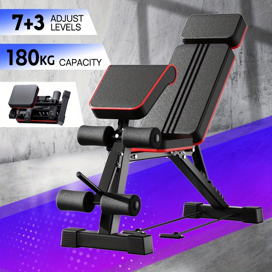 PORIYA Foldable Gym Weight Bench Dumbbell Bench w/ Leg Lift Home Gym Storage, Ideal for small spaces