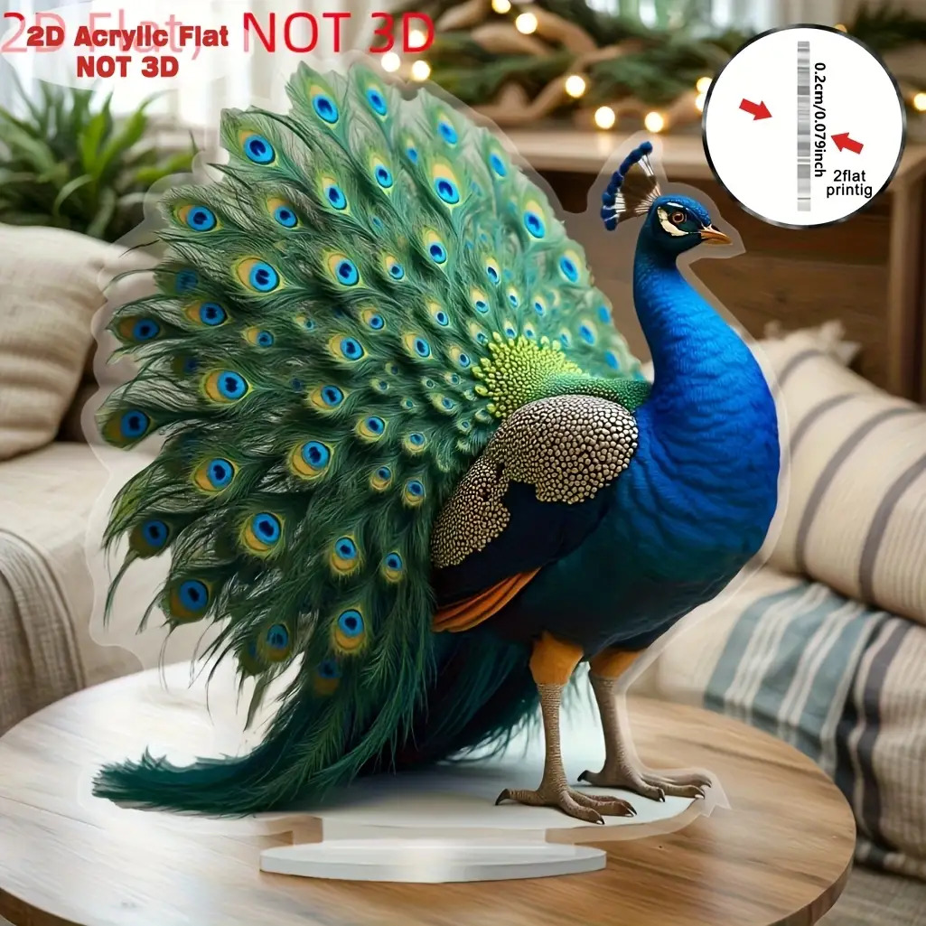 TEMU 2D Plat - Une Pièce Décorative Adaptée à Toutes , avec Impression 2D Plate - un Ornement de Bureau Moderne avec des Plumes Réalistes au Design ,