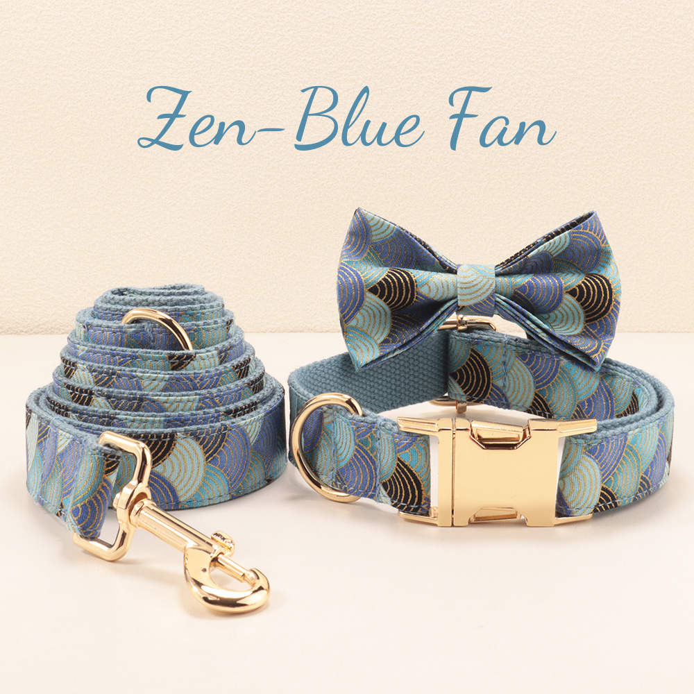 Floral Style Multi-Colored Dog Collar and Bow Leash Set