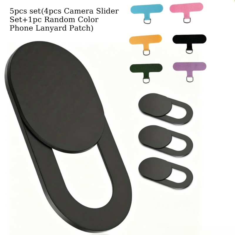 TEMU Juego de 5 piezas (juego de 4 deslizadores para cámara + 1 parche para cordón de teléfono de color aleatorio), para portátiles, ordenadores de