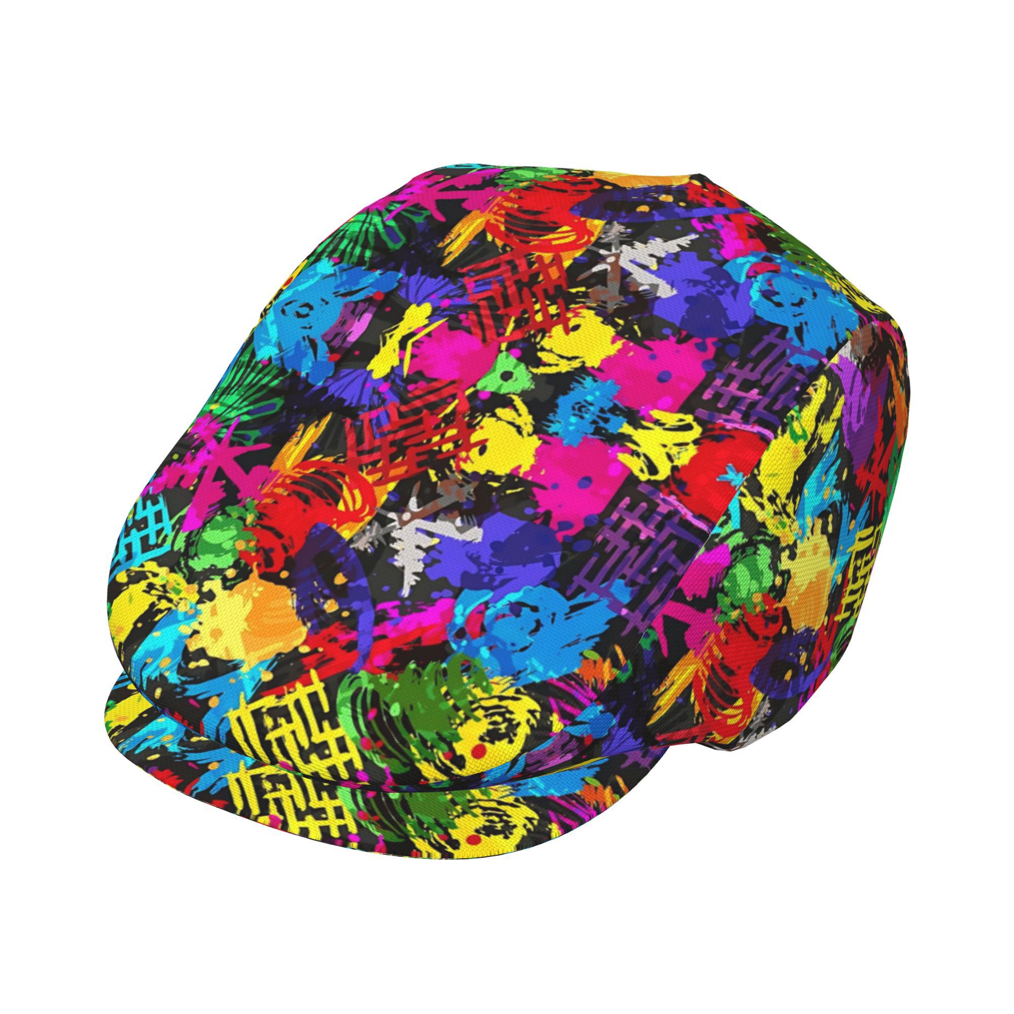 E-shop 1 Stück Herren & Damen -Print Flachkappenhut - Vintage Baskenmütze/Newsboy Cap mit Metallverschluss, Leichter Ganzjahres-Multifunktionsmalerhut,
