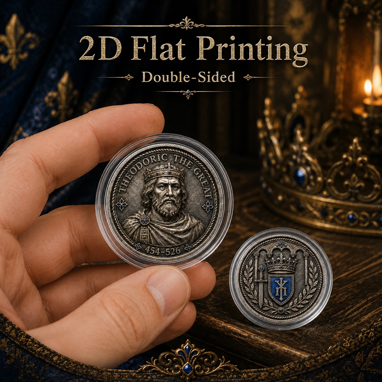 TEMU Replica Coin 1pc Medieval European - Double-sided & Shield Suitable For History , Collectible Commemorative Token With Protective Case,