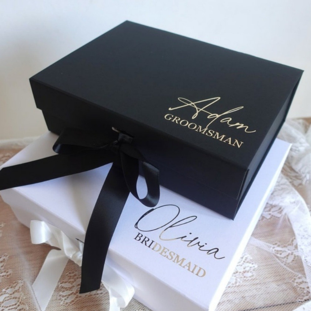 TEMU Gift For Her/him 1pc Custom Bridesmaid Gift Box, Personalized Magnetic Proposal Wedding Box, Elegant White Paper Bridesmaid Box With Decorative