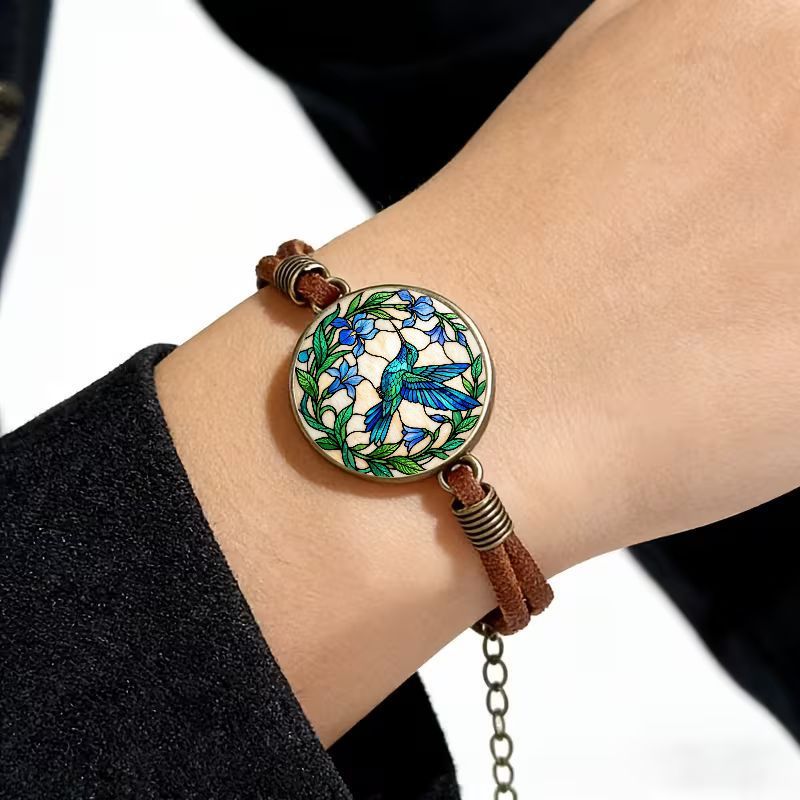 2D Flat Pattern Vintage Bangle Bracelet, Fashion Gift for Friends