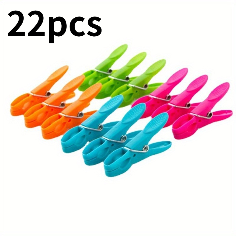 22pcs Heavy-duty Plastic Clothespins - Multicolor Spring-loaded Laundry Clips For Drying, Kitchen, And Outdoor Use - Durable Clothespin Set, Clothes Pins Random Color, Clothes Pins