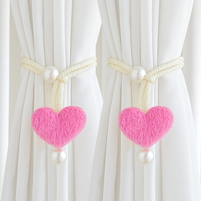 TEMU 2pcs Pearlescent 3d -shaped Curtain Tie-backs, Soft Pink And Beige For Nets, Curtains, Coffee Curtains, And Sunscreens, Decorative Window