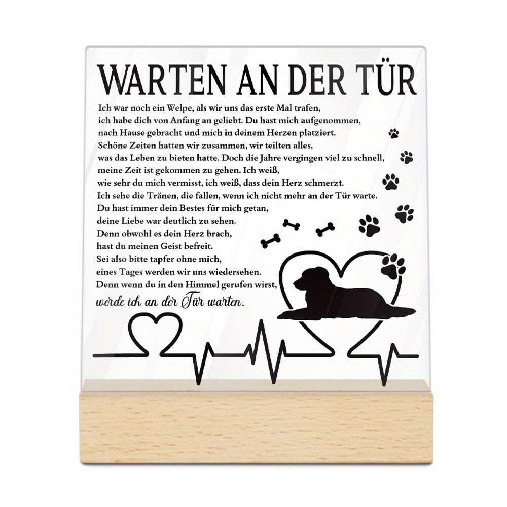 Image of 2d Flat - 1pc Of 2d Flat Putuo Decor Acrylic Sign With Wooden Stand, Desktop Ornament For Home And Room, Perfect Gift For Dog Enthusiasts