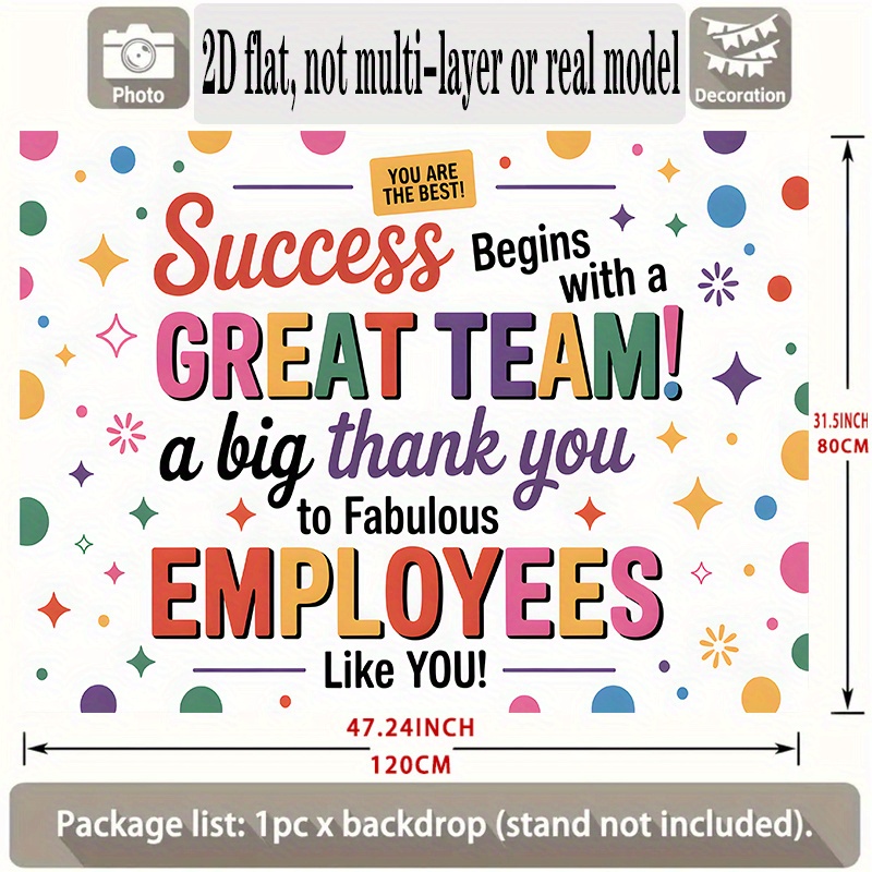 TEMU 2D Plat, 1pc Bannière de la des Employés - Décor Mural Multicolore avec Étoiles et pour Célébrations en Bureau ou à Domicile - Design "Super