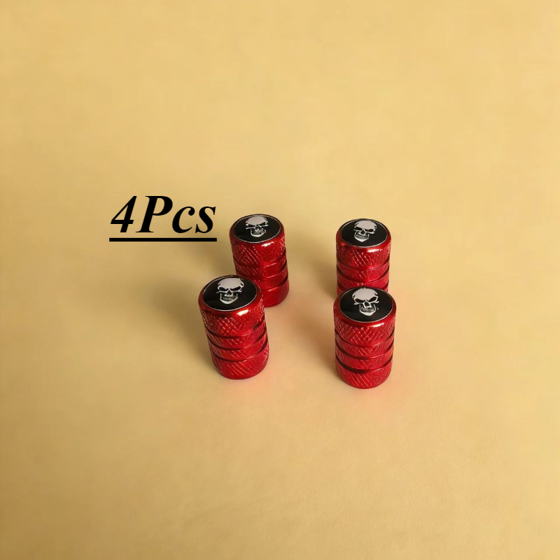 TEMU Lot de 4 bouchons de valve de voiture, bouchons de valve crâne blanc, adaptés aux voitures, camions, motos, VUS et vélos, faciles à installer