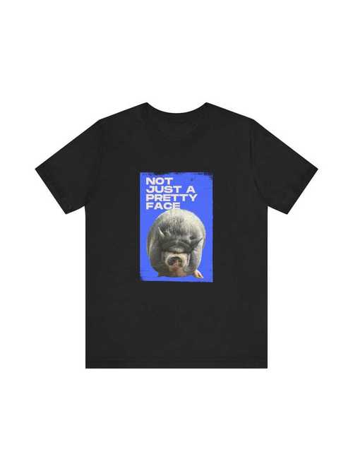 inte ett snyggt ansikte, utan även en grishuvud porträtt t-shirt | söt grishuvud foto t-shirt