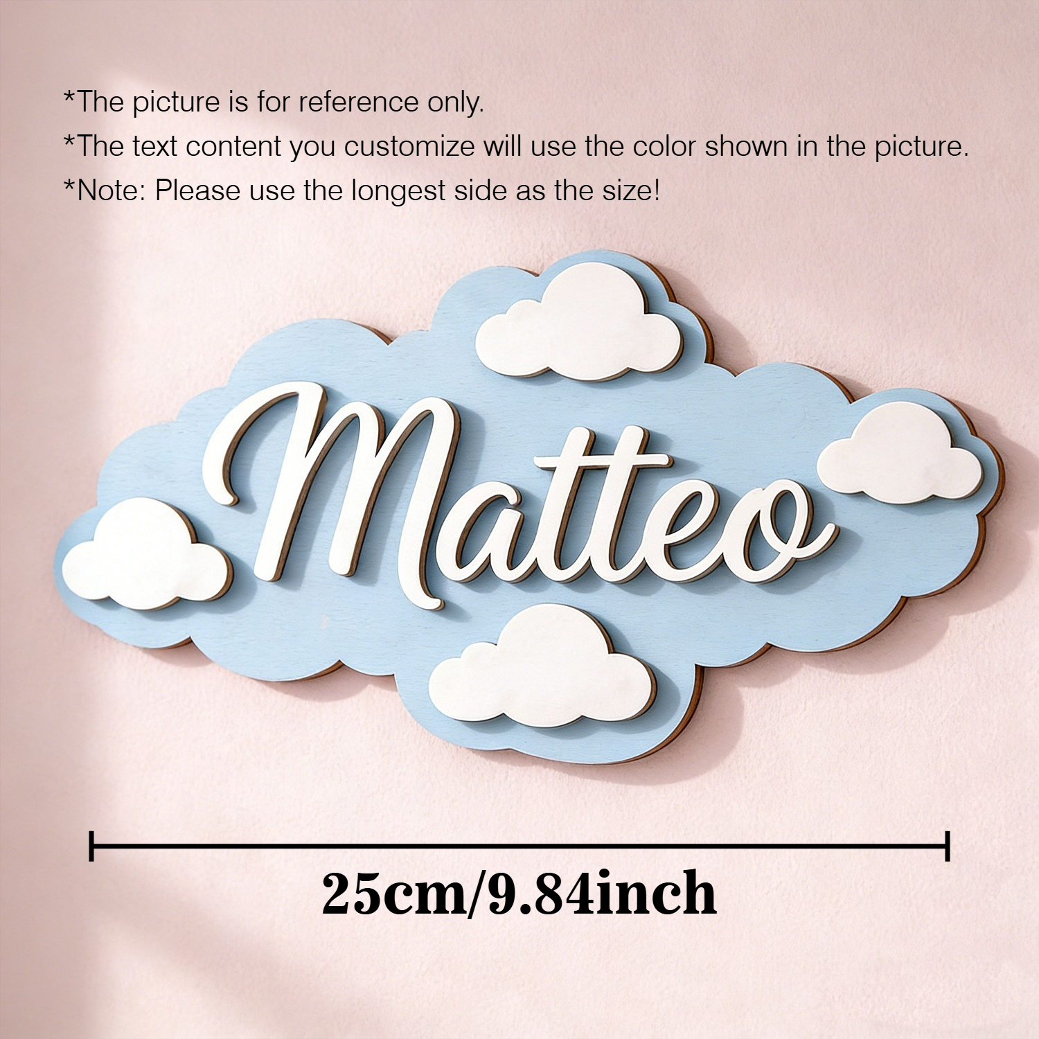 TEMU 1pc Of Fresh Cloud-shaped Wooden Name Tag, A Decorative Item With Customizable Names, Suitable For Children's Room Wall Decoration, Party Gifts,