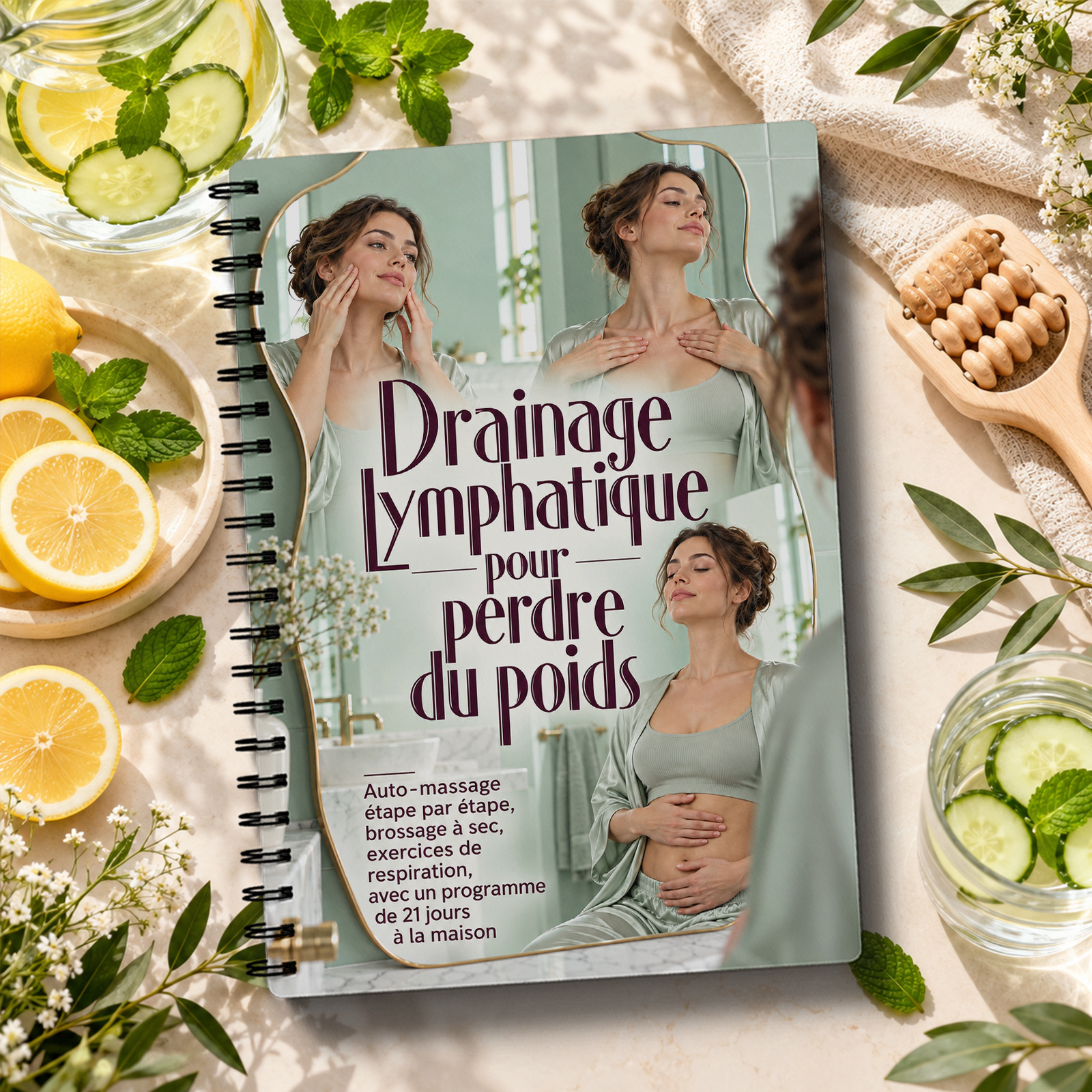 TEMU Planificateur de drainage lymphatique pour la de poids et le fitness, , auto-massage, frottement à sec et travail respiratoire, soins du visage