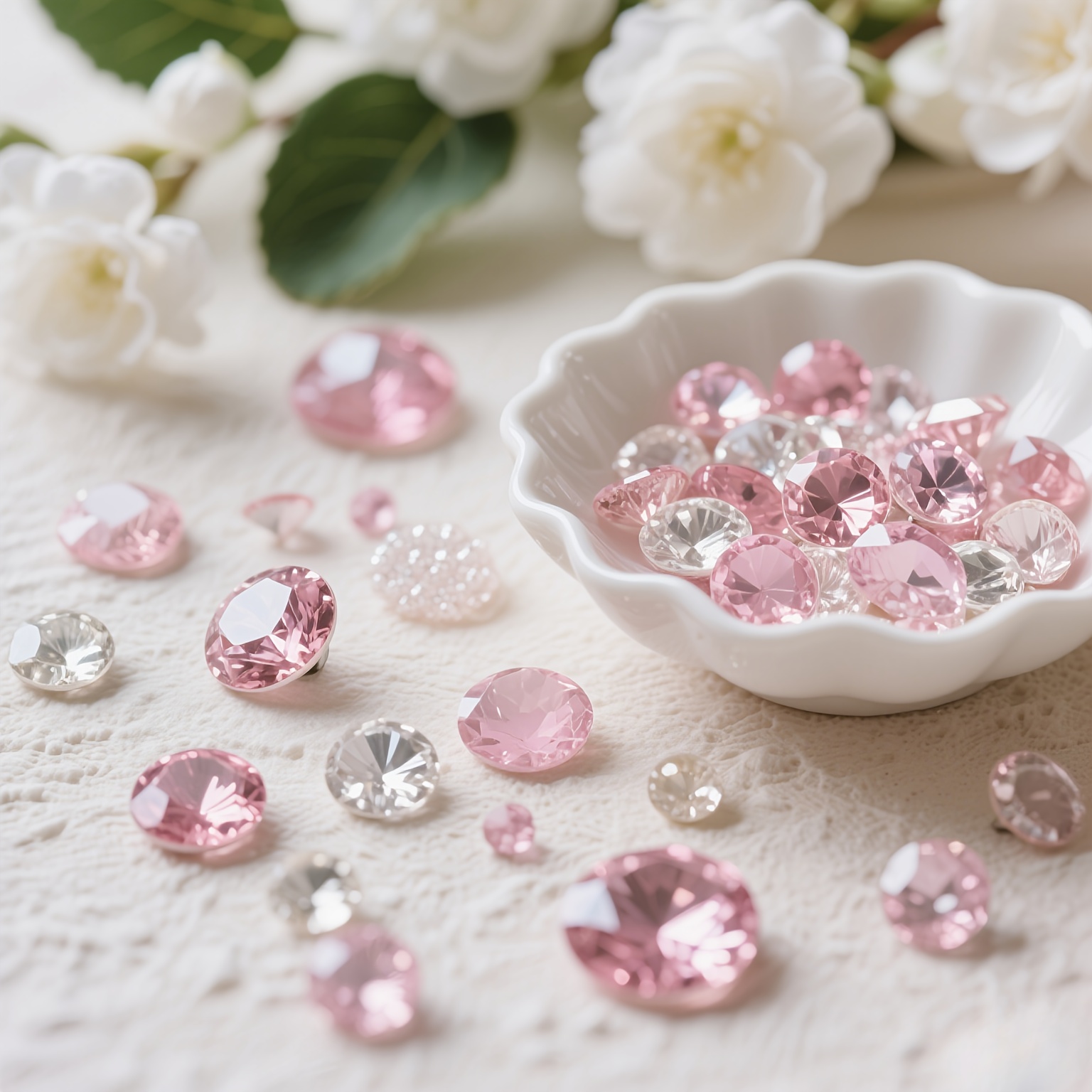 E-shop 840 Stück Transparente & Rosa Acryl-Diamanten - & Blush Simulierte Diamanten für Hochzeits-, Geburtstags-, Valentinstagsdekoration - Tischstreu,