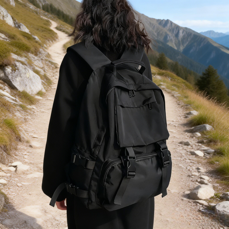 Lightweight Large Capacity Backpack with Multi-Compartment & Adjustable Shoulder Straps - Minimalist Crossbody/Laptop Suitable for Work, Travel, Commuting,, Business, Durable Zipper Closure, Black for Daily Use