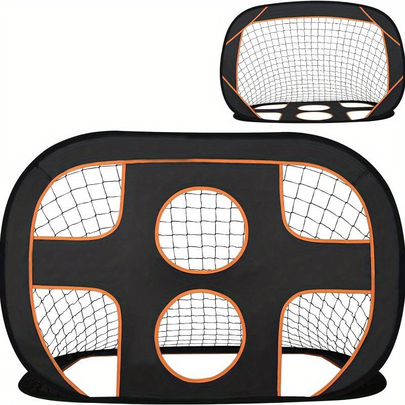 1pc Uisebrt Pop-up Soccer Goal With Wall, Foldable And Portable Football Net For Indoor And Outdoor Play, Durable Polyester Material, Includes Carrying Bag, Uncharged - Black (121x80 Cm)