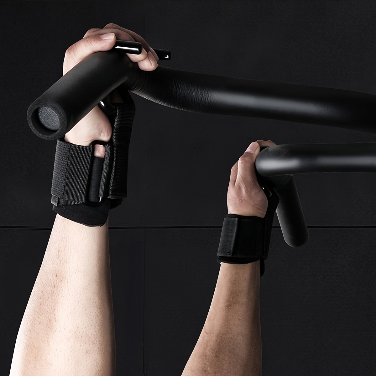 E-shop 2 Verstellbare Fitness-Handgelenkstützriemen mit Haken – Langlebiges Nylon Schwarze Aluminiumlegierung, Geeignet für Gewichtheben, Dehnübungen