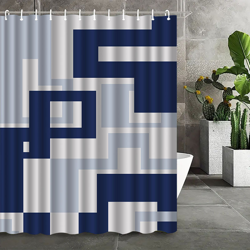 Simple Irregular Pattern Shower Curtain with Hooks
