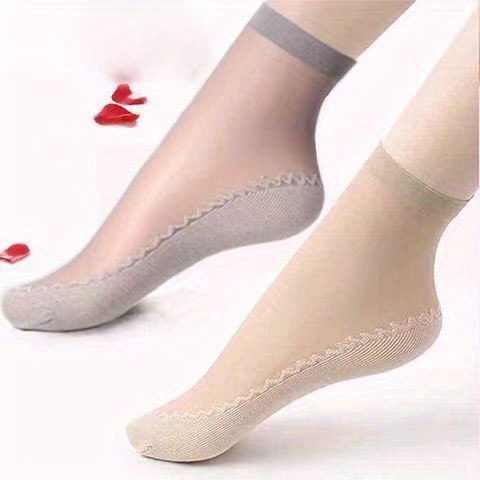 10 pairs of 5 feeling breathable socks womens short socks for spring summer and autumn with sweat absorption and anti slip flesh color details 3