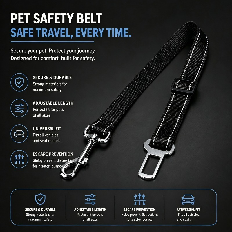 2 in 1 adjustable pet safety belt suitable for dogs cats car seat harness with   system machine washable suitable for travel for vehicle use fits for car durable for safe trips