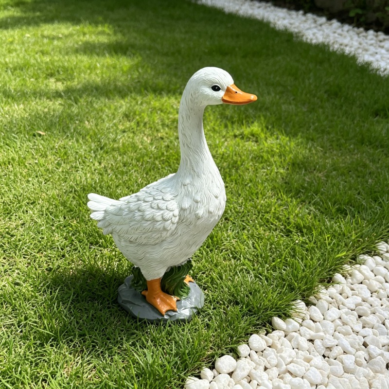 TEMU 1pc Lifelike Resin Duck Garden Statue, Waterproof Figurine, Weatherproof Outdoor Animal Sculpture For Patio Yard Lawn, Cute Duck Decor For Home