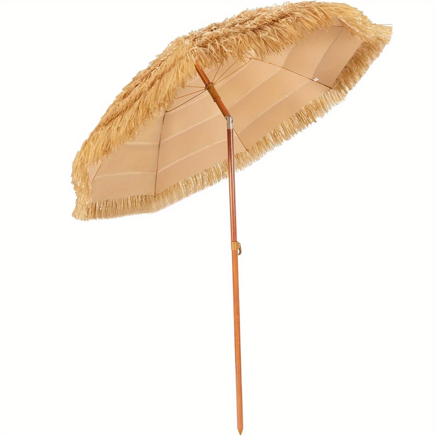TEMU Thatched Patio Umbrella, Hawaiian Style Beach Umbrella W/tilt Adjustment, Portable Tropical Table Umbrella For Outdoor Bar, Garden, Backyard,