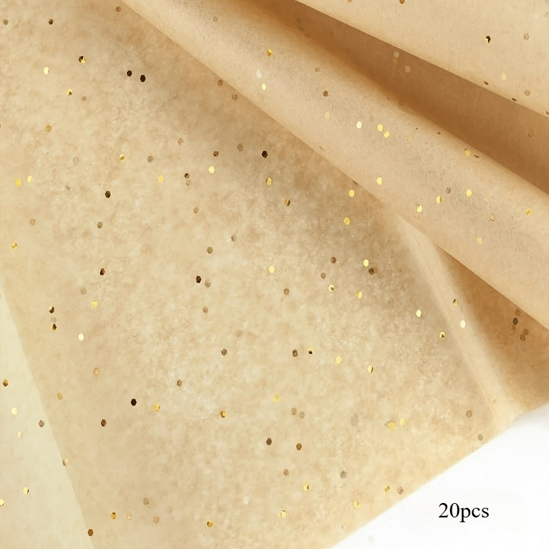 TEMU 20 Sheets Bulk Golden Glitter Thin Paper - Light Brown With Golden Particles, High-quality Decorative Packaging Paper, Suitable For Gift