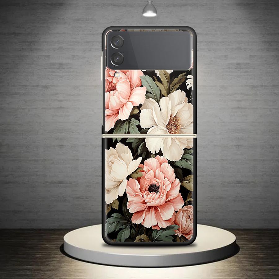 TEMU Hard Shell Case With Pink Flowers For Galaxy Z Flip 5g, , , , And Z Flip4.