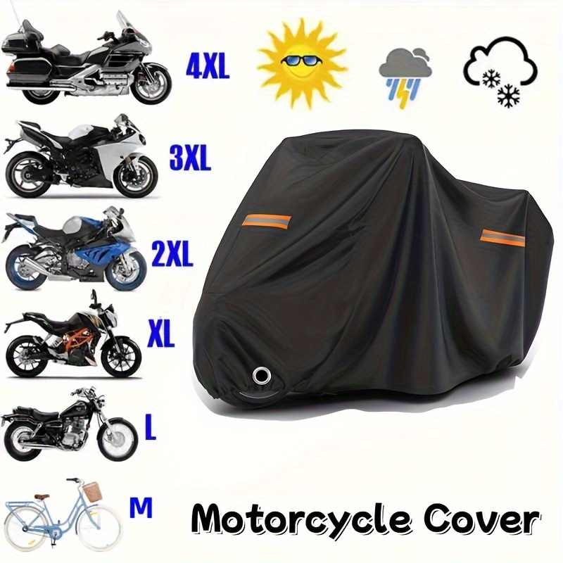 1pc heavy duty 210d oxford fabric motorcycle cover anti theft with reflective strips keyhole design weather       applicable