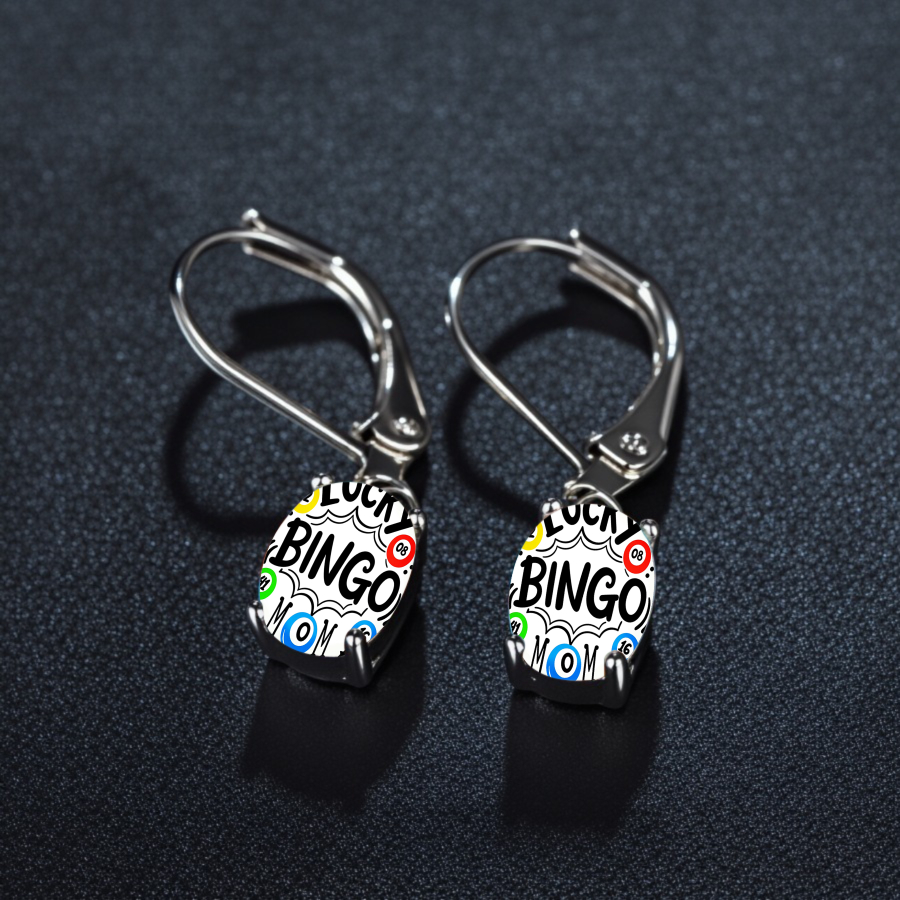 TEMU 2pcs Bingo Mom Earrings Circle Earrings Number Earrings Game Earrings Pendant Earrings Jewelry Accessories Unique Jewelry Birthday Gifts Mother