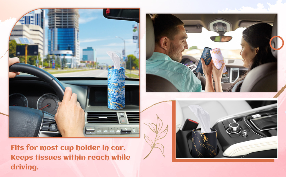 8 pack car tissue holder car tissues cylinder round tissue boxes for car round tube car tissue box round container for home bathroom office marble style Product details 1