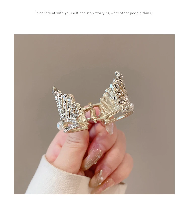 1pc elegant crystal shark hair claw for women sparkling   design durable alloy ideal for thick long hair ponytails stylish hair accessory   accessory alloy hairpin hair claw clip details 5