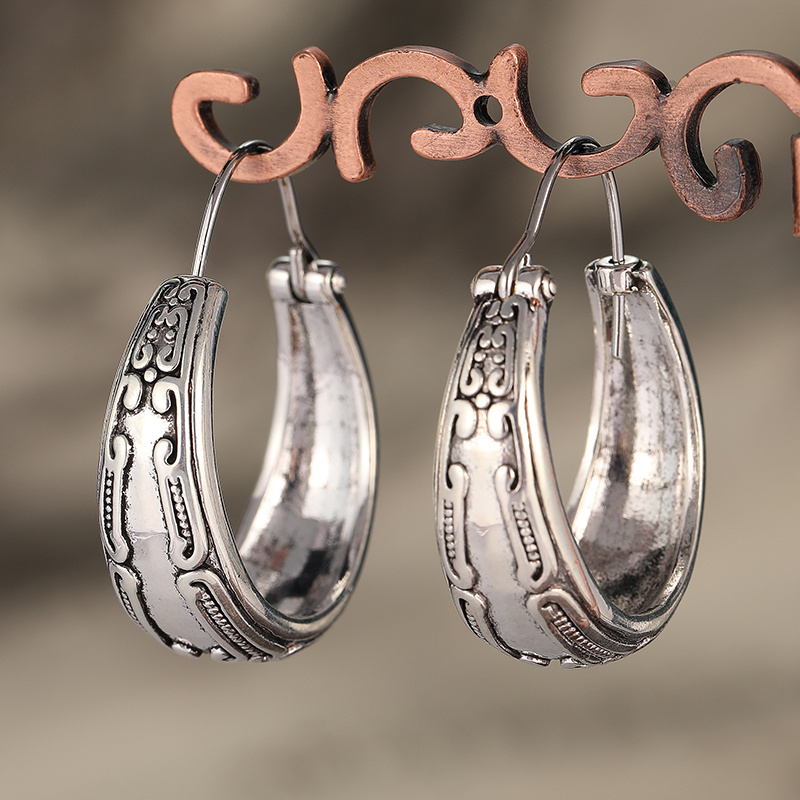 TEMU Popular Vintage Earrings With Intricate Designs, Trendy Ethnic-style Jewelry Pieces.