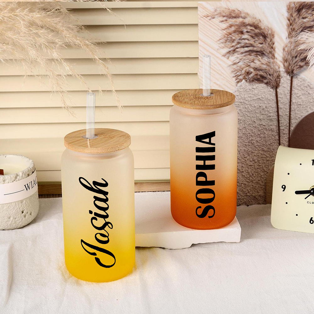 personalized glass cups custom names text lid elegant - Temu