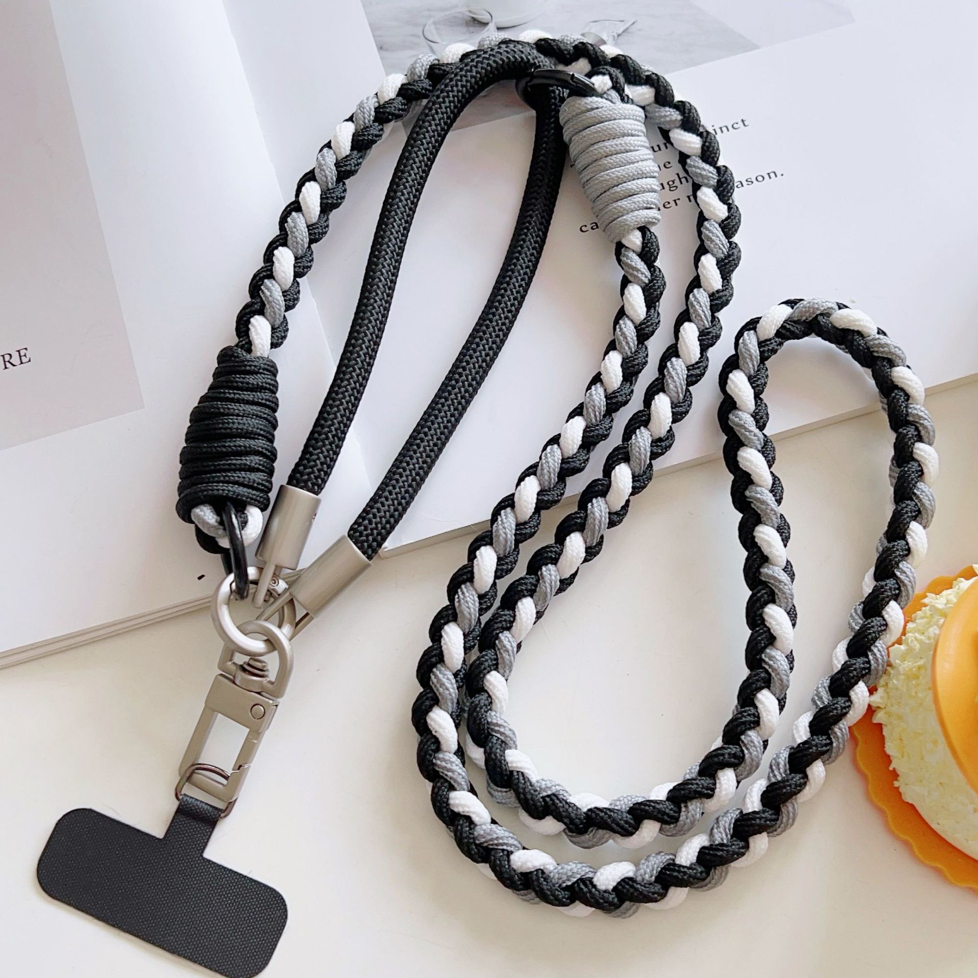 TEMU Cuerda trenzada de hebras, larga y corta, de color sólido, cordón ajustable para el cuello y bandolera para teléfono, correa creativa corta para